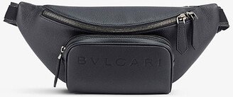 Black Logo-embossed Leather Belt bag