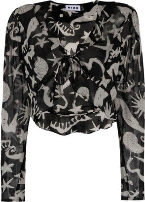 Neelu printed cropped blouse