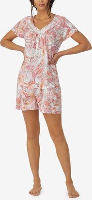 Women's Short Sleeve Boxer 2 Piece Pajama Set