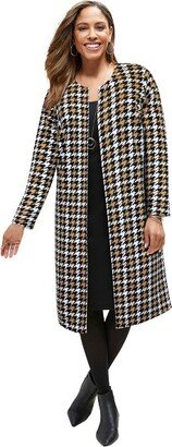 Jessica London Jeica London Women' Plu Size 2-Piece Ponte Jacket Dre, 20 W - Soft Camel Graphic Houndtooth