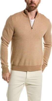 Amicale Cashmere Birdseye Cashmere 1/4-Zip Mock Sweater-AC