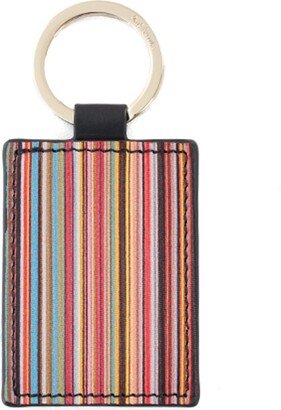 Logo Detailed Striped Keyring