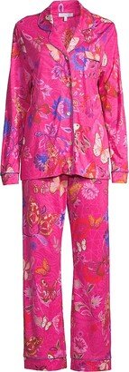 Butterfly-Print Cotton-Blend Pajama Set