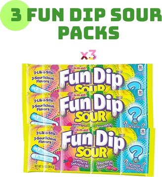 Original Lik-M-Aid Fun Dip Sour Candy ~ 3 Pack Value Bundle Dipping Flavors in Each Old Fashioned Novelty Great Party Gift
