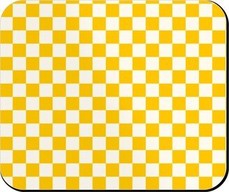 Mouse Pads: Checkered Pattern - Yellow Mouse Pad, Rectangle Ornament, Yellow