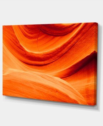 Designart Antelope Canyon Orange Wall Photography Canvas Print - 32 X 16