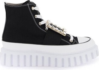 viv' go-thick canvas high-top sneakers with buckle