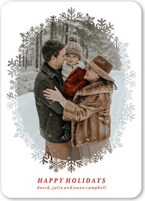 Holiday Cards: Snowy Serenity Holiday Card, White, 5X7, Holiday, Matte, Signature Smooth Cardstock, Rounded