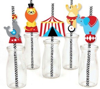 Big Dot Of Happiness Carnival - Step Right Up Circus - Paper Straw Decor - Striped Decor Straws 24 Ct