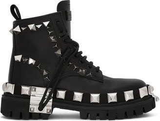 Studded Leather Combat Boots