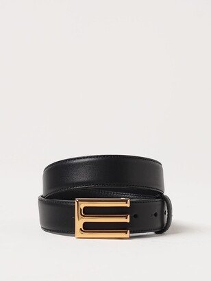 leather belt with logo buckle