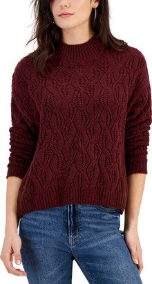 Planet Heart Juniors' Cable-Knit Chenille Sweater