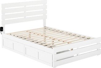 Full Oxford Bed with Footboard and USB Turbo Charger with 2 Drawers White - AFI