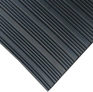 Rubber-Cal Composite-Rib Corrugated Rubber Floor Mats - 1/8 in x 4 ft x 8 ft Black Rubber Roll