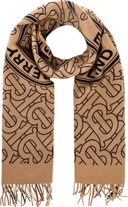 TB Monogram Fringed Scarf