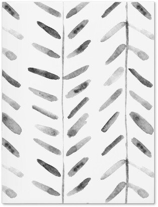 Journals: Noir Watercolor Abstract Geometrical Pattern For Modern Home Decor Bedding Nursery Painted Brush Strokes Herringbone Journal, White
