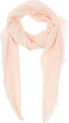 Pink Scarf With Fringed Hem In Cotton Blend Woman