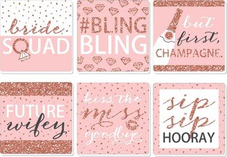 Big Dot Of Happiness Bride Squad - Funny Rose Gold Bachelorette Party Decor - Drink Coasters Set of 6