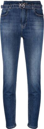 Love Bird-buckle cropped jeans