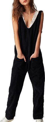 Yioaga High Roller Jumpsuits for Women Corduroy Casual Sleeveless One Piece V Neck Overalls Adjustable Strap Baggy Rompers(Black