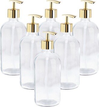 Juvale 6 Pack Gold Bathroom Soap Dispenser for Lotion and Liquid (16 Ounce)