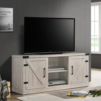 BESTCOSTY 58 Wide TV Stand with 2 Open Shelves and 2 Cabinets