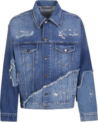 Two-Tone Distressed Denim Jacket