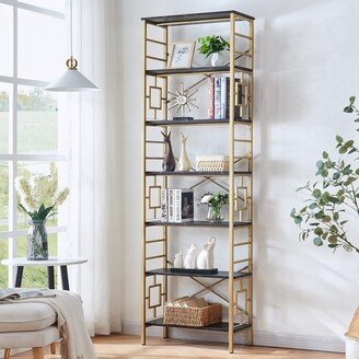 EPOWP Bookcase,7-Tier Tall Bookshelf Metal Bookcase and Bookshelves, Free Standing Storage Modern Bookshelf