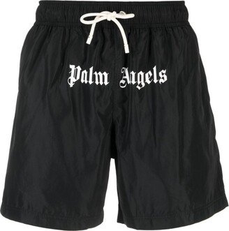 Logo Printed Drawstring Swim Shorts-AV