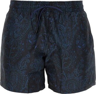 Paisley Printed Drawstring Swim Shorts-AE