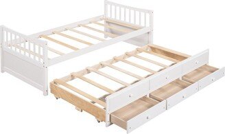 IGEMAN Twin Size Functional Daybed with Trundle&3 Drawers, 79.5''L*41.7''W*31.4''H, 107LBS