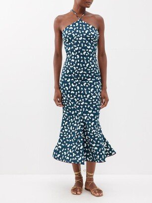 Ati Bean-print Cotton-blend Midi Dress