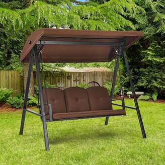 Outdoor 3-Seat Porch Swing with Adjust Canopy and Cushions - See details