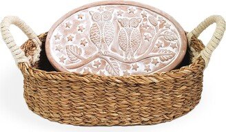 Korissa Bread Warmer & Basket - Owl Oval