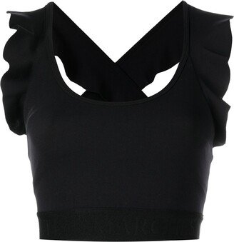 Frilled Crossover-Strap Sports-Bra