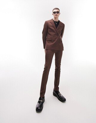 super skinny suit pants in brown