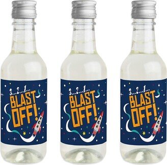 Big Dot Of Happiness Blast Off to Outer Space - Mini Wine Bottle Stickers - Party Favor Gift - 16 Ct