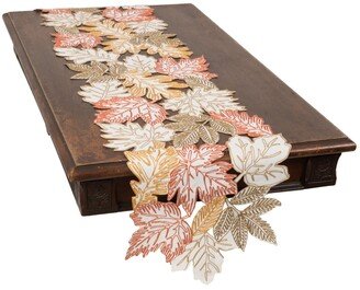 Autumn Leaves Embroidered Cutwork Table Runner