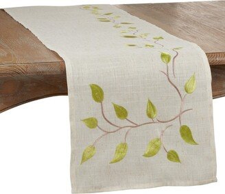 Saro Lifestyle Embroidered Vine Runner, Natural, 16