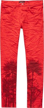 Palm-Tree-Print Skinny Jeans