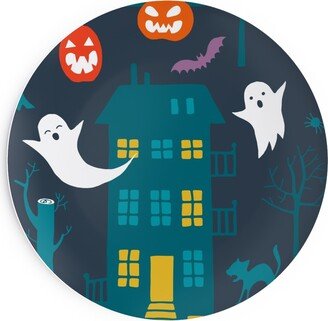 Salad Plates: Haunted Halloween Ghost Houses - Multi Salad Plate, Multicolor