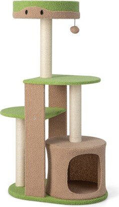 5-Tier Modern Cat Tree Tower for Indoor Cats with Sisal Scratching Posts-Green