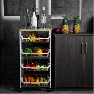 unbrand 5-Tier Rolling Metal Cart with Storage Baskets