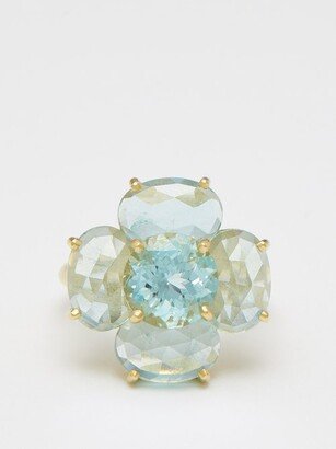 Tropical Flower Aquamarine & 18kt Gold Ring