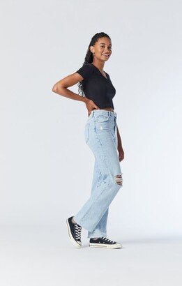 Barcelona Wide Leg Jeans In Bleached Ripped Organic Blue