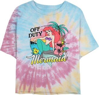 Junior's The Little Mermaid Off Duty Ariel Crop T-Shirt - Tie Dye - 2X Large