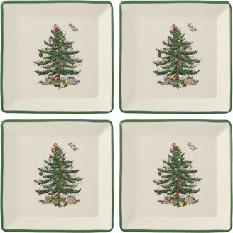 Christmas Tree Tidbit Plates, Set of 4