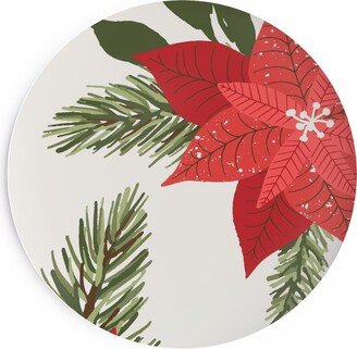 Salad Plates: Poinsettia Christmas Flower Salad Plate, Beige