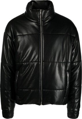 Marron faux-leather puffer jacket