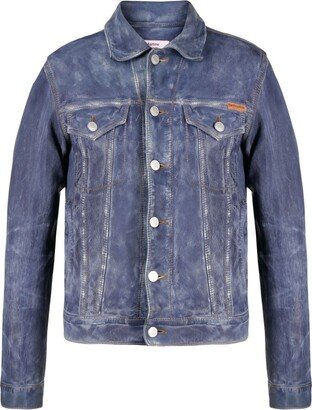 Denim-Effect Leather Jacket